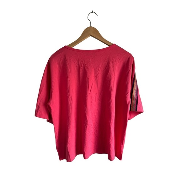 Trina Turk Isla 2 Boxy Cropped Embroidered Top Watermelon Large Pink Shirt - Picture 2 of 9